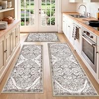 HEBE Farmhouse Kitchen Rugs Sets of 3 Non Slip Washable Boho
